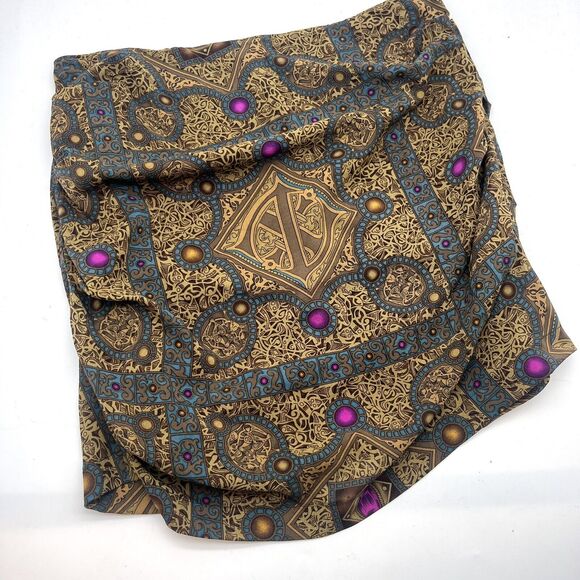 Nicole Miller Collection Baroque Print Silk Blend Strapless Chiffon Blouse 10 - Picture 1 of 7